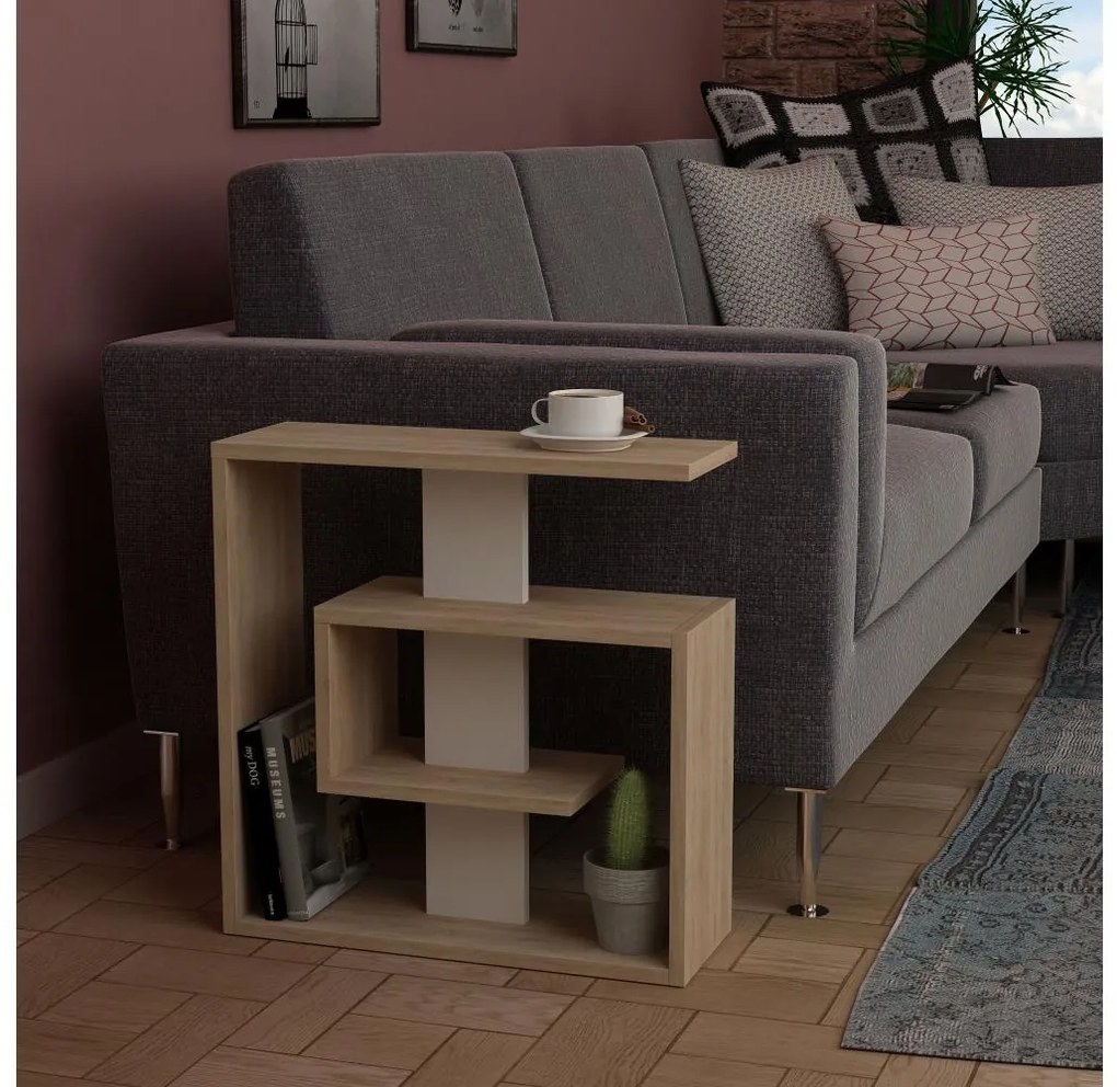 Kisasztal SALY 57x55 cm bézs/barna