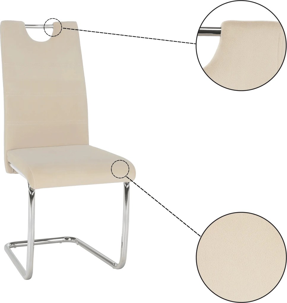 Étkezőszék, bézs Dulux Velvet szövet/világos varrás, ABIRA NEW