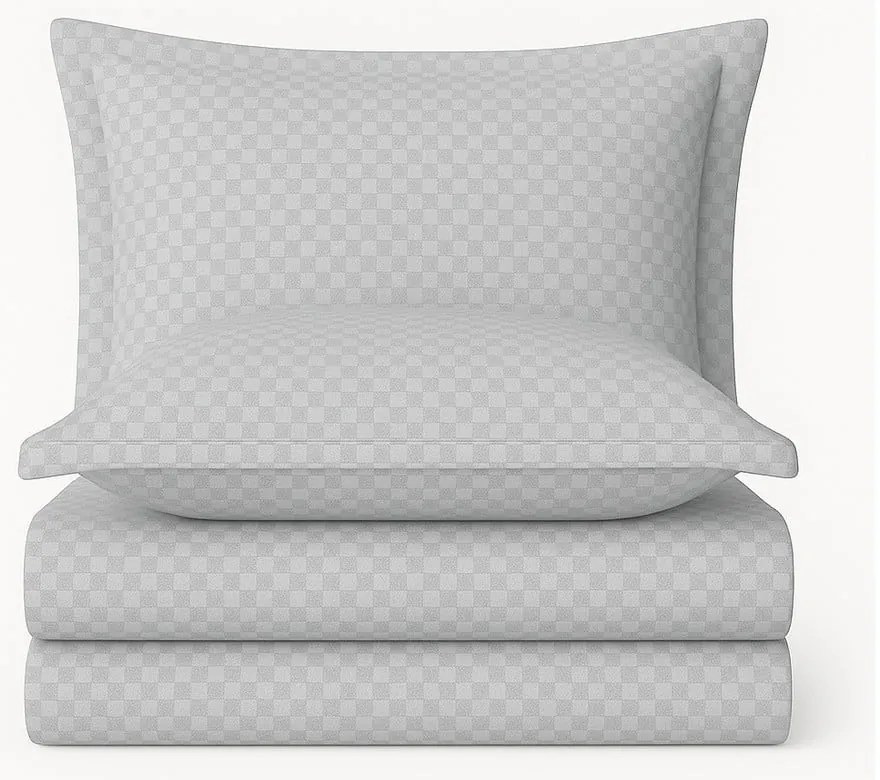 Szürke kétszemélyes-hosszabbított renforcé pamut ágyneműhuzat 240x220 cm Checkered – Mila Home Luxury
