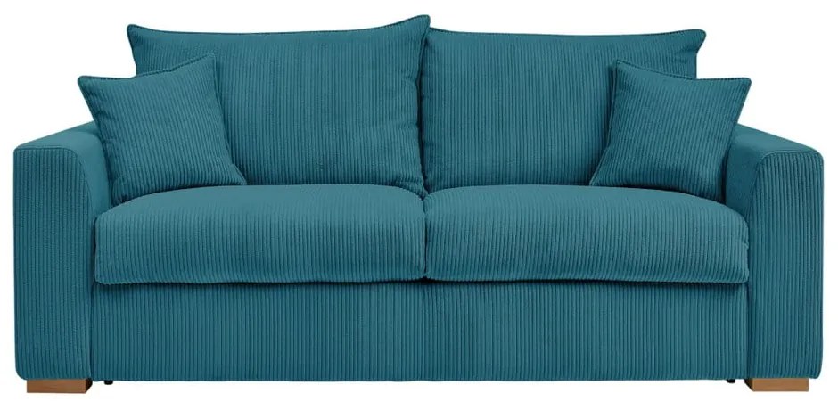Kék kordbársony kinyitható kanapé 225 cm Augustin – Bobochic Paris
