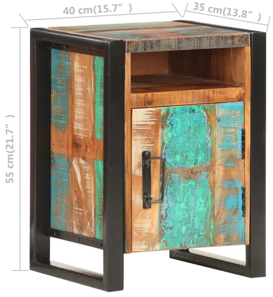 vidaXL tömör újrahasznosított fa éjjeliszekrény 40 x 35 x 55 cm