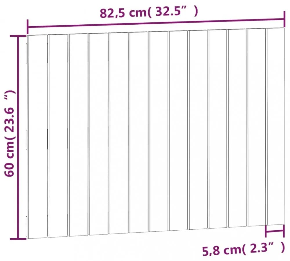 fekete tömör fenyőfa fali fejtámla 82,5 x 3 x 60 cm