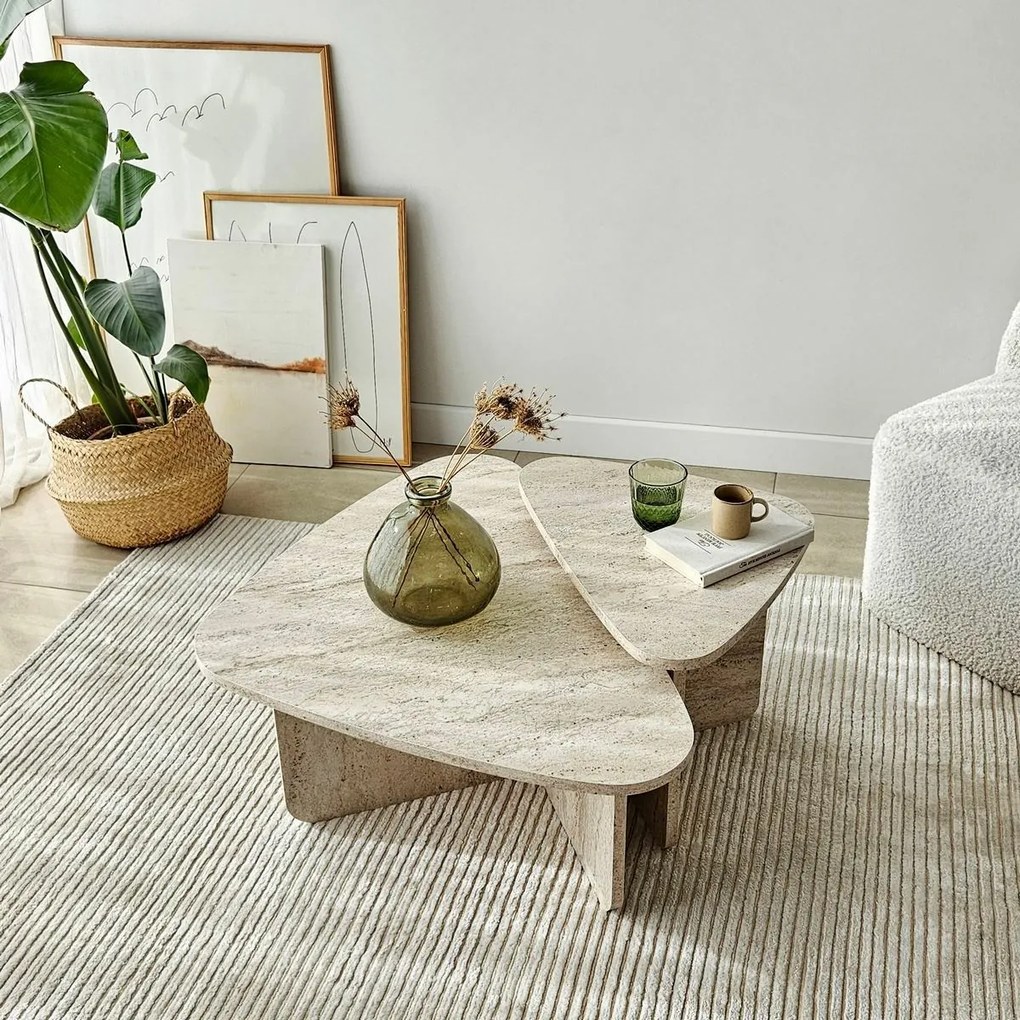 Ballare Travertine dohányzóasztal szett, 2 db