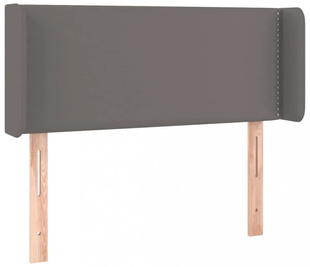 szürke műbőr LED-es fejtámla szárnyakkal 93x16x78/88 cm