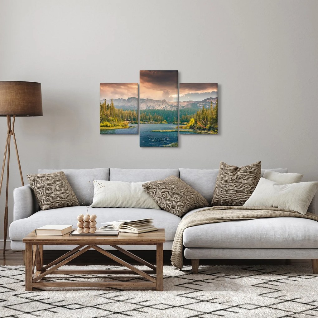 Egy kép a hegyi folyó és a hegyek (90x60 cm)