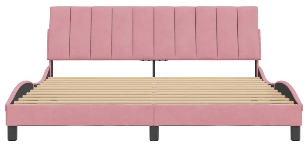 rózsaszín bársony ágykeret matrac nélkül Hanko 180 x 200 cm