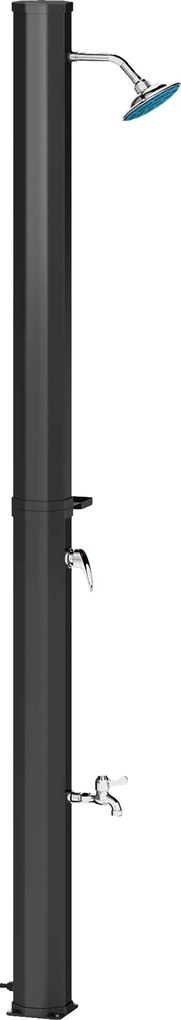 Outsunny Napelemes Zuhany 35 Literes Napelemes Kerti Zuhany Vízcsappal, Zuhanyfejjel és Oldalsó Tálcával, 55°C-ig, Kültéri Zuhany Energiakapcsolat Nél