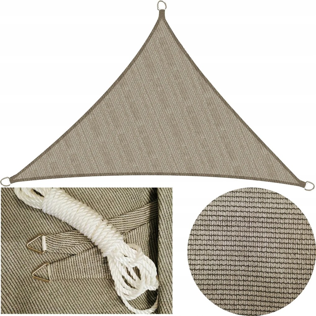 Gutex Hdpe teraszvitorla 3,6x3,6x3,6m árnyékoló háló bézs 170g/m2