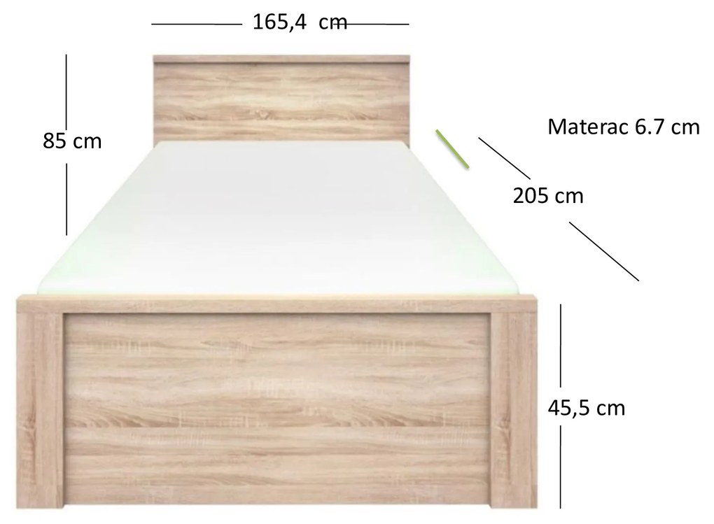 Franciaágy 160 cm Noella (szonoma tölgy) (matrac és ágyrács nélkül). 1053144