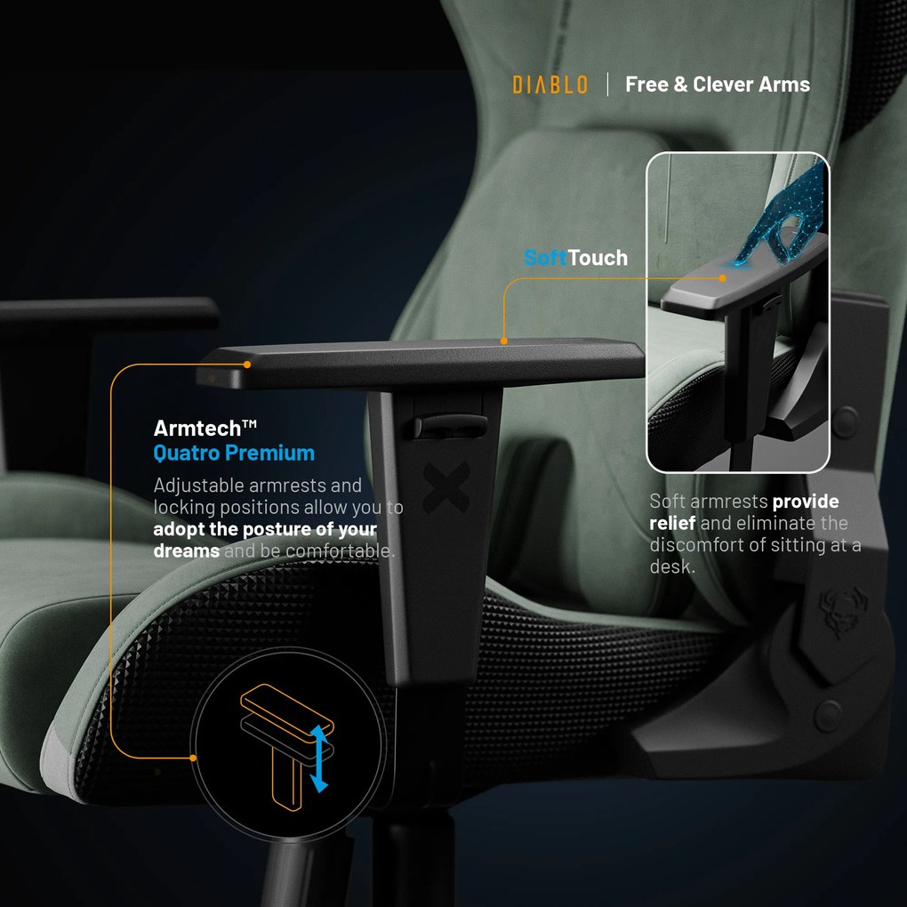 Zöld gamer szék Diablo X.ONE Prime Ghotic Green