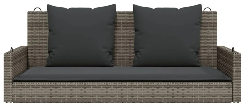 szürke polyrattan hintapad párnákkal 119x56x48 cm
