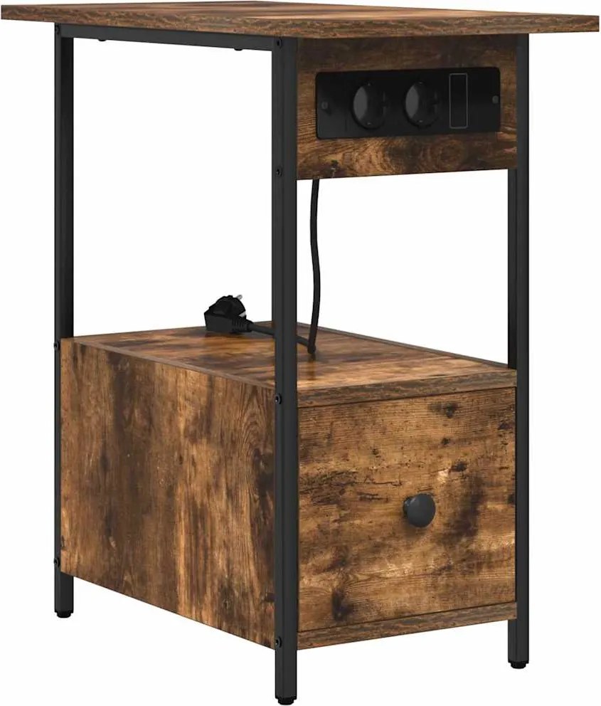 vidaXL Éjjeliszekrény fiókkal Füstölt tölgy 60 x 30 x 61 cm Faanyag