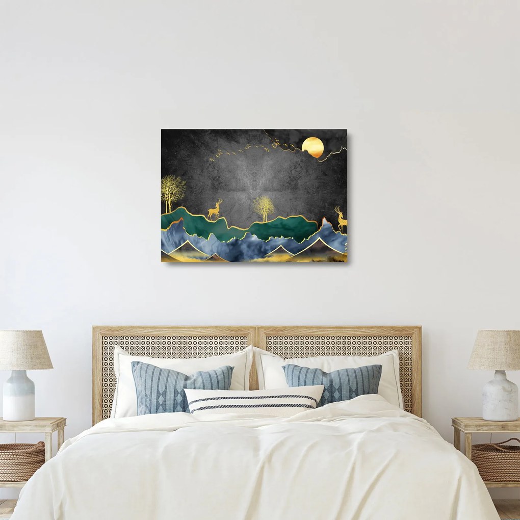 Kép - Hegyi táj (üvegen) (70x50 cm)