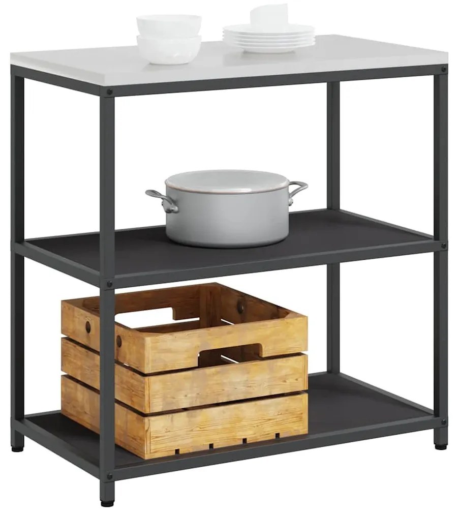 Konyhai tárolópolc polcokkal tárolóval Fekete Acél