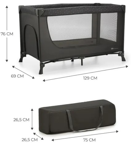 KINDERKRAFT - Utazó kiságy JOY szürke