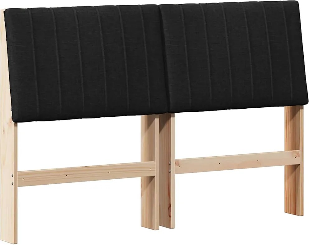 vidaXL Kárpitozott fejtámla Fekete 135 cm Tömör fenyőfa