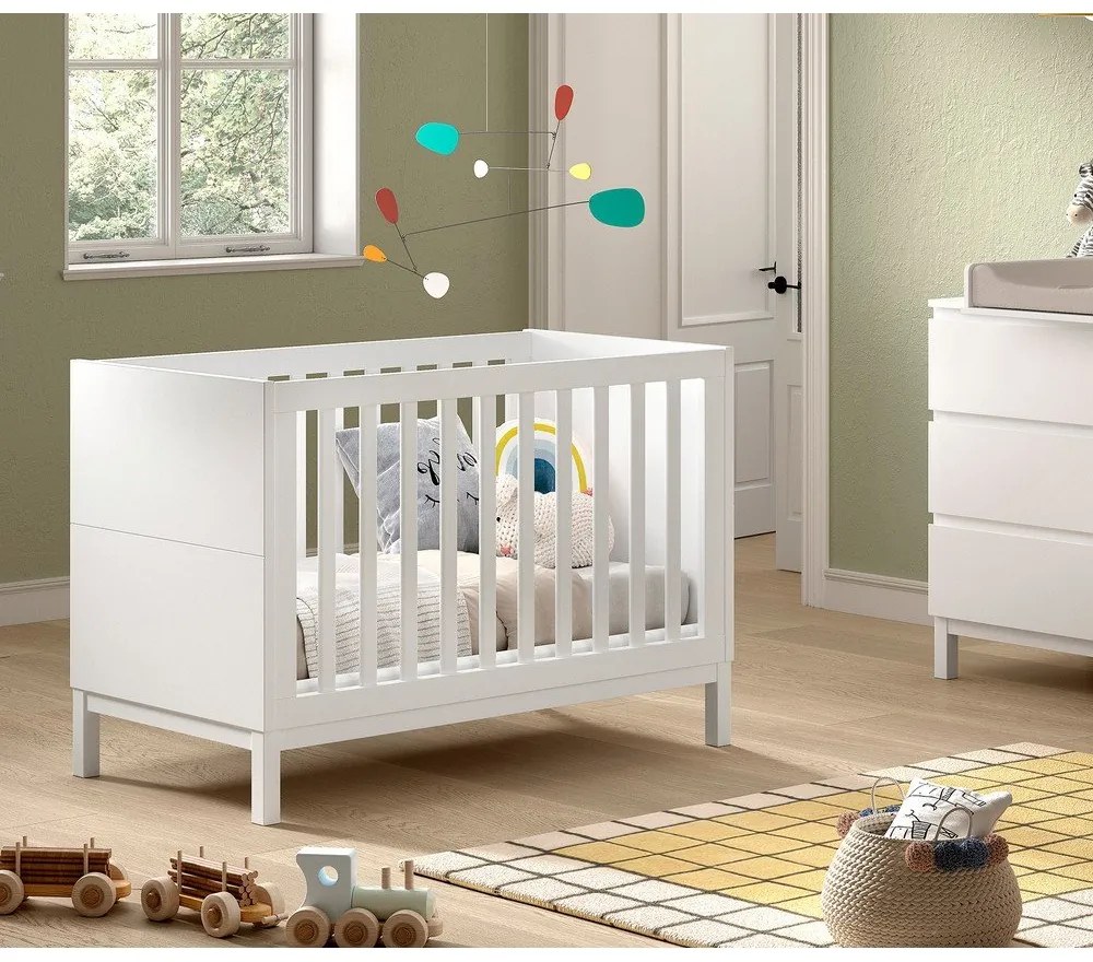 Fehér borovi fenyő babaágy 60x120 cm Eva – Vipack