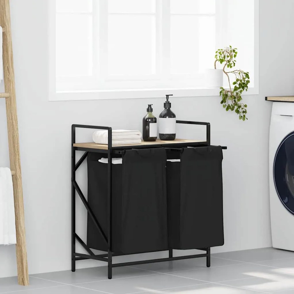 sonoma tölgy mosodai kosár 2 rekeszes polccal