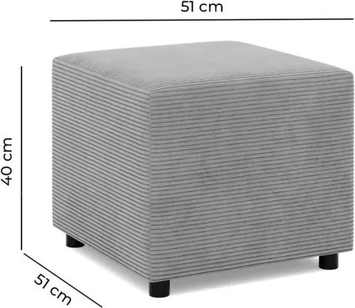 Zeus puff, kordbársony, 50x50, szürke