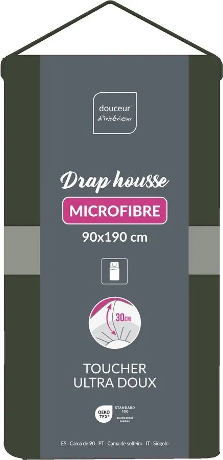 Khaki gumis mikroszálas lepedő 90x190 cm Oscar – douceur d'intérieur