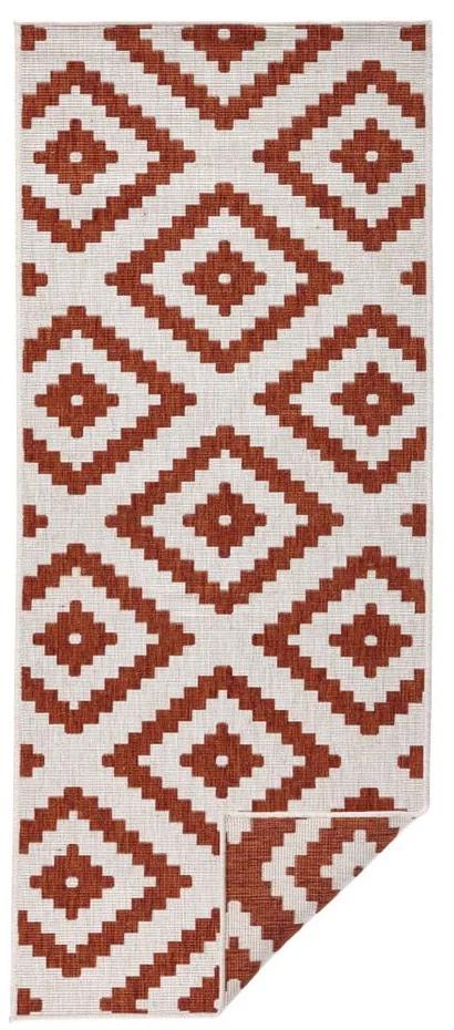 Malta piros-krémszínű kültéri szőnyeg, 80 x 250 cm - Bougari