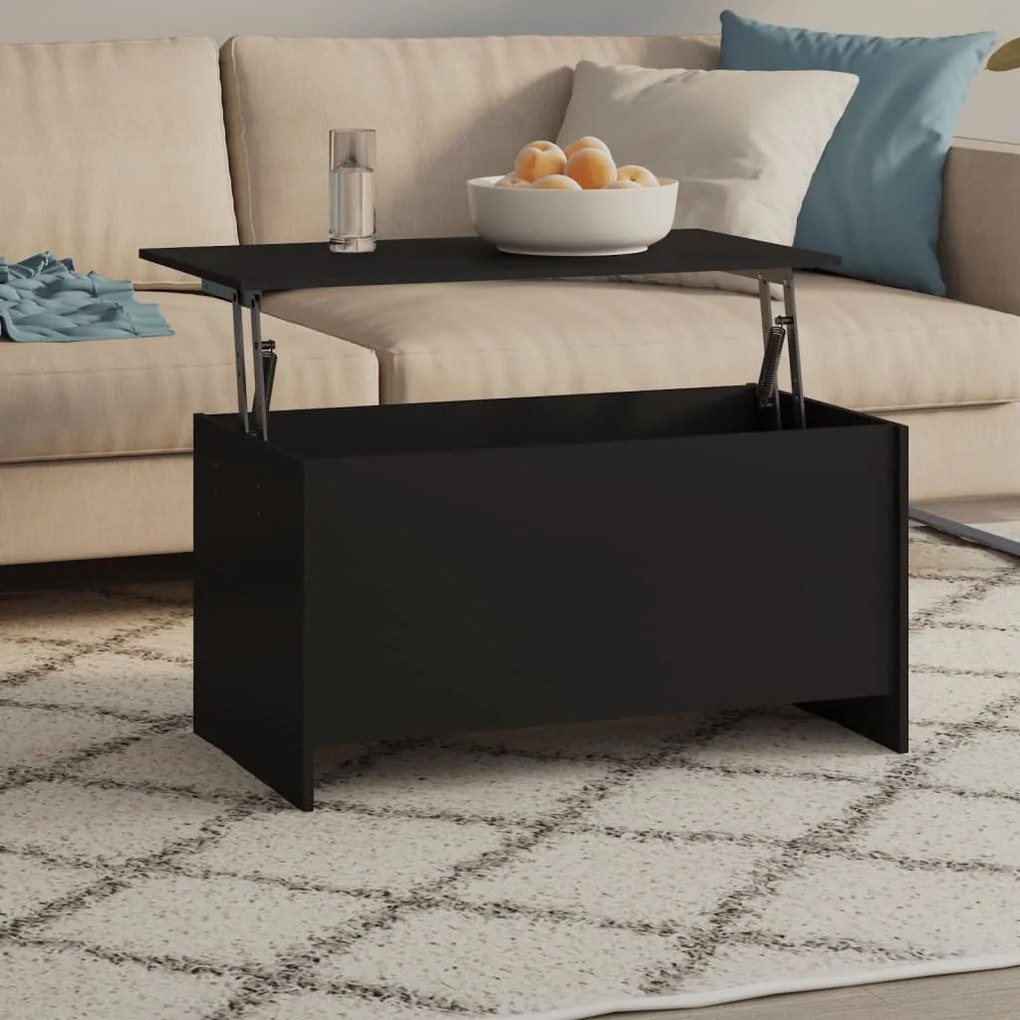 Fekete szerelt fa dohányzóasztal 102 x 55,5 x 52,5 cm