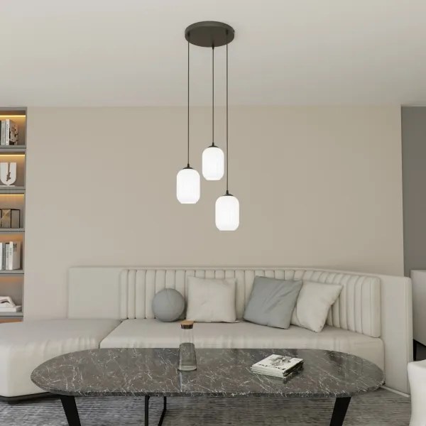 Csillár zsinóron VERDI 3xE27/15W/230V átm. 30 cm fekete/fehér