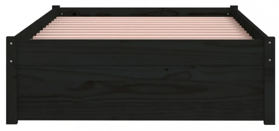 Single fekete tömör fa ágykeret 90 x 190 cm