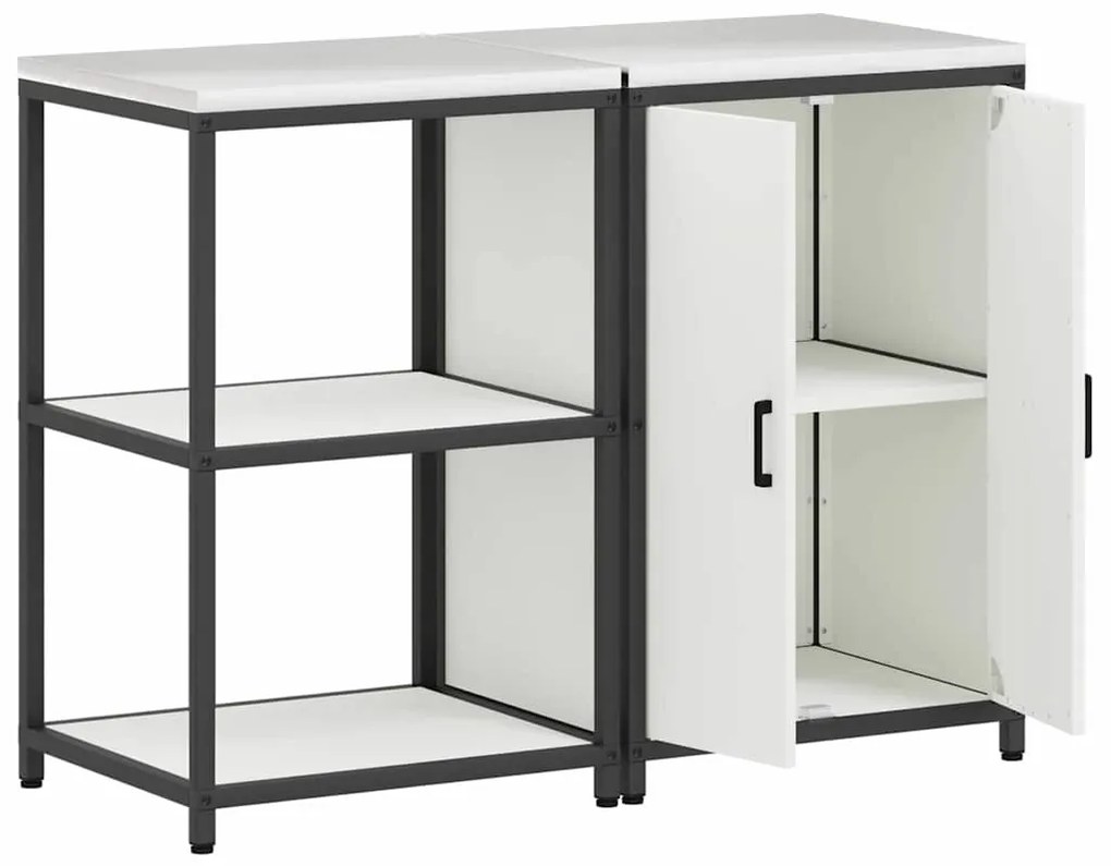 Konyhai Tároló Készlet polcokkal 2 pcs Fehér 120 x 50 x 92 cm