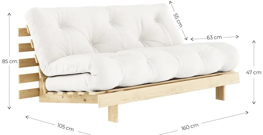 Natúr színű kinyitható kanapé 160 cm Roots - Karup Design