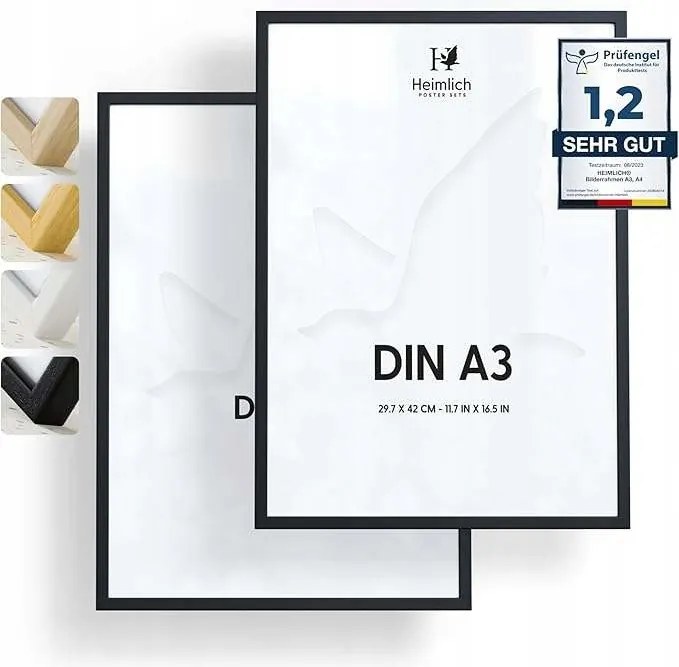 Képkeret A3 29,7 x 42 cm fenyőfa fekete szín 2 db