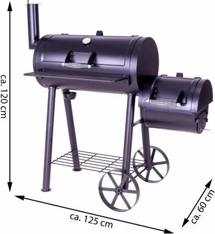 GARTHEN Kerti grill füstüllővel XL 120 x 55 cm