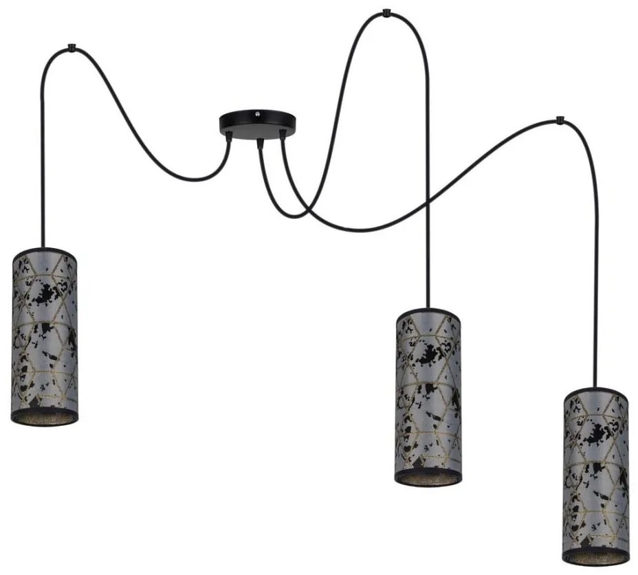 Csillár zsinóron AVALO 3xE27/60W/230V pók szürke/fekete