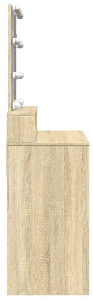sonoma tölgy színű fésülködőasztal LED-del 80 x 41 x 144,5 cm