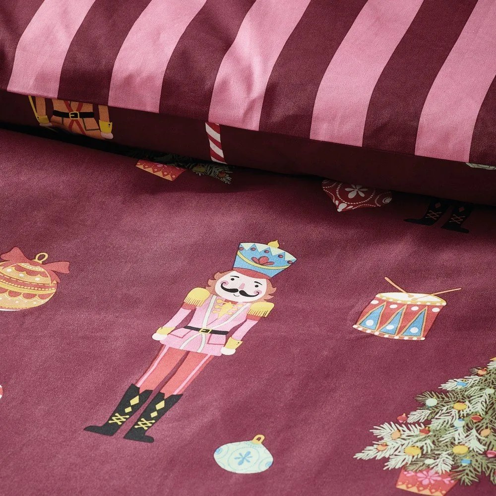Rózsaszín-lila kétszemélyes ágyneműhuzat 200x200 cm Nutcracker Stripe – Catherine Lansfield