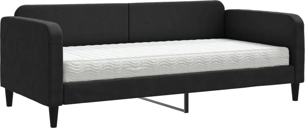 vidaXL fekete szövet kanapéágy matraccal 90 x 190 cm