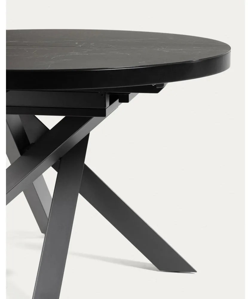 Fekete kerek bővíthető étkezőasztal kerámia asztallappal ø 160 cm Vashti – Kave Home