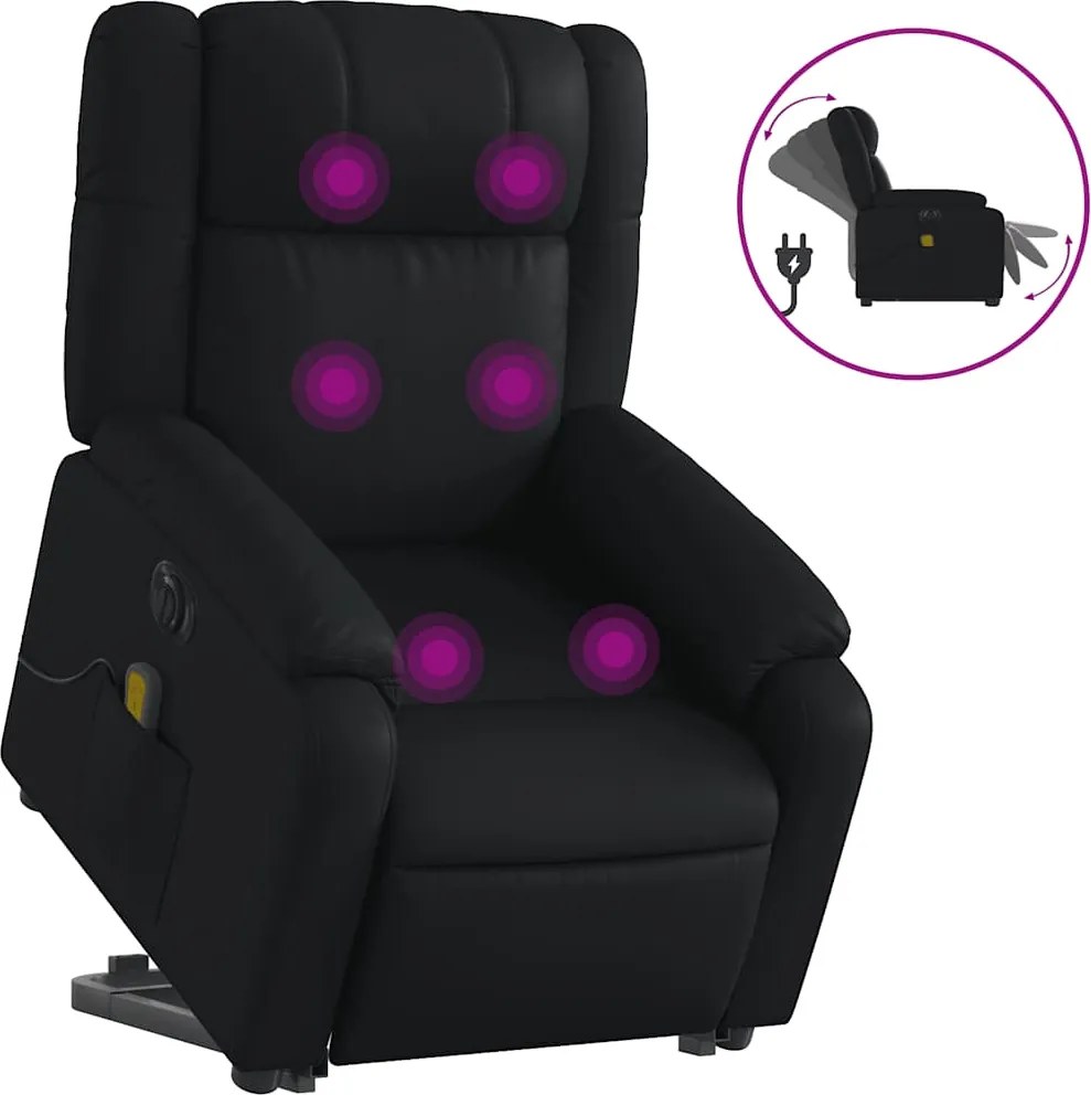 vidaXL elektromos fekete műbőr felállást segítő dönthető masszázsfotel