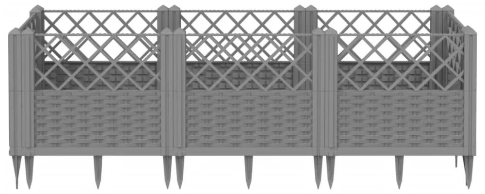 világosszürke PP kerti virágláda cövekekkel 123,5x43,5x43,5 cm