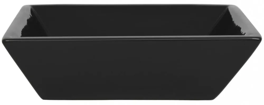 Négyzet alakú, fekete kerámia mosdó 41,5 x 41,5 x 12 cm