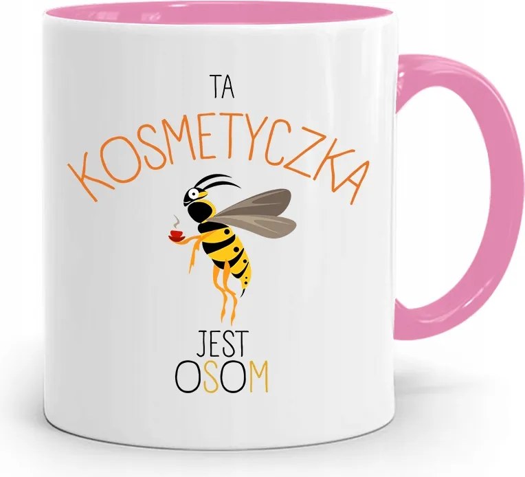 Rózsaszín Bögre Kozmetikusnak Darázs Ajándék fényképes nyomattal