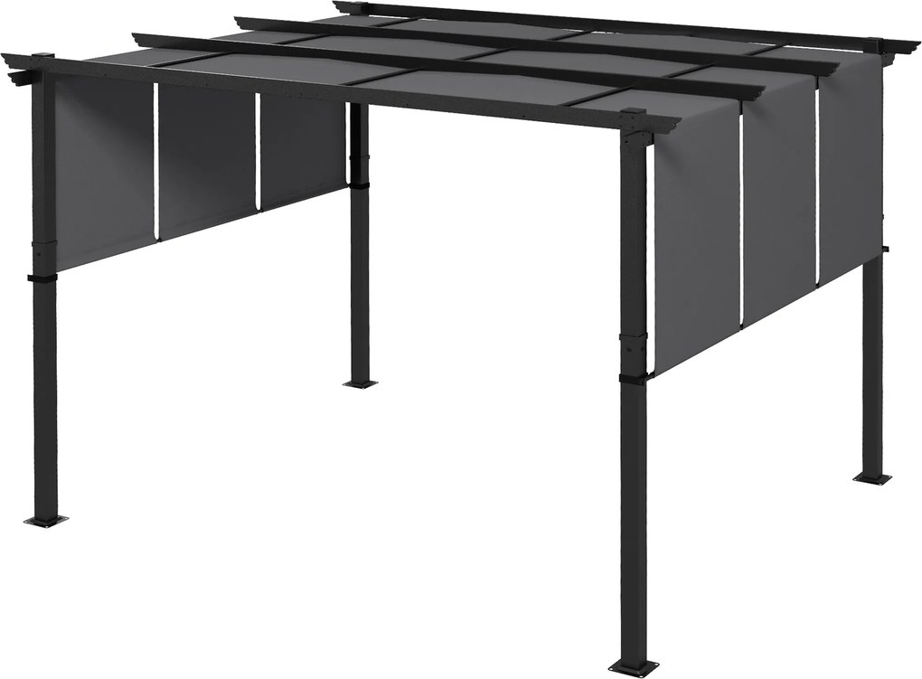 Outsunny Pergola kb. 3,5 x 3 m, Teraszfedés Oldalfallal, Kertbe, Teraszra, Sötétszürke | Aosom