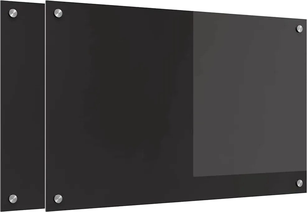vidaXL Konyhai splashback 2 pcs Fekete 80 x 50 cm edzett üveg