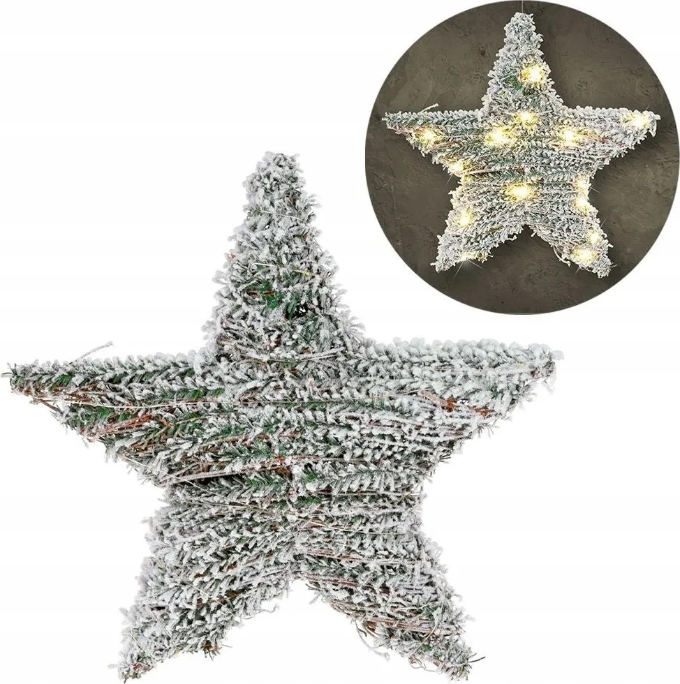 Karácsonyi Csillag Világító Dekoráció Dísz Elemes Koszorú 40 cm