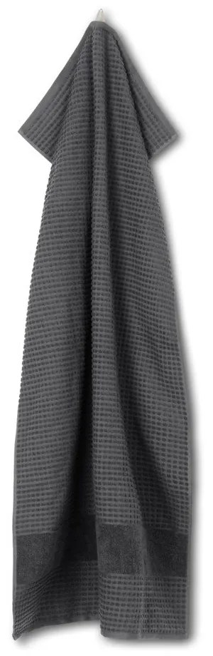 Sötétszürke frottír bio pamut fürdőlepedő 70x140 cm Check – JUNA