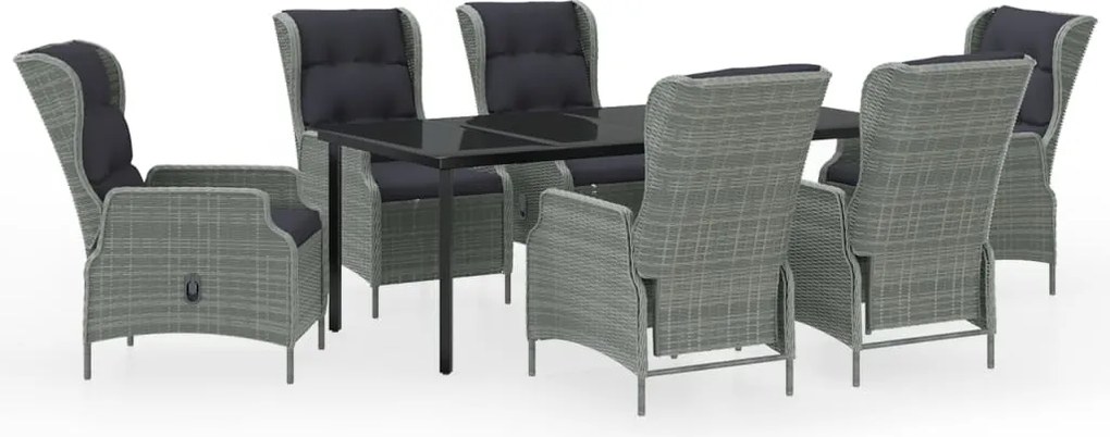 vidaXL 7 részes világosszürke kerti étkezőgarnitúra