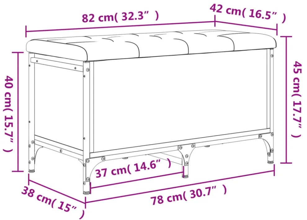 barna tölgy színű szerelt fa tárolópad 82 x 42 x 45 cm