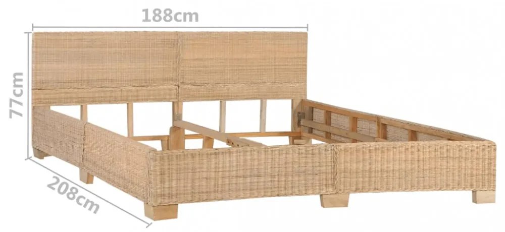kézzel font valódi rattan ágykeret 180 x 200 cm