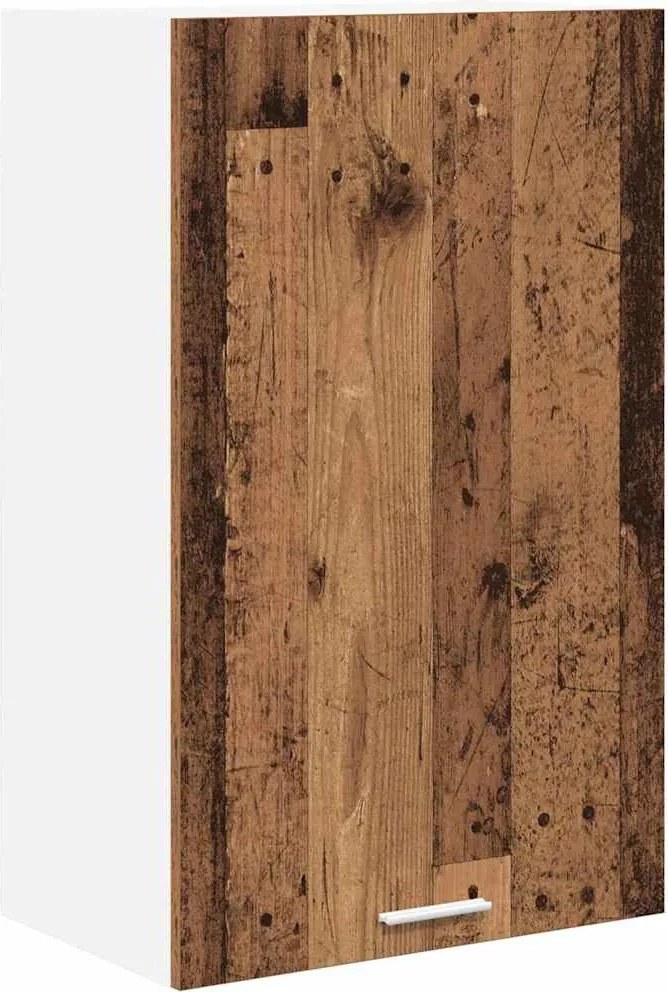 vidaXL Függő szekrény ajtóval Régi fa és fehér 50 x 31 x 80 cm Faanyag
