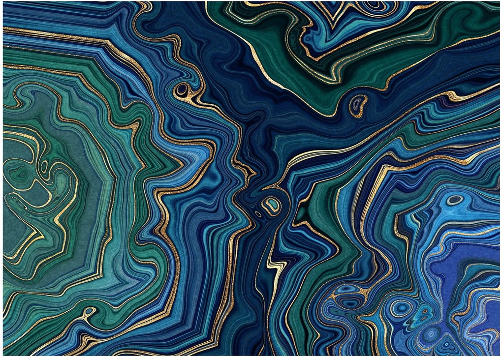 Kép - zöld-kék márvány (üvegen) (70x50 cm)
